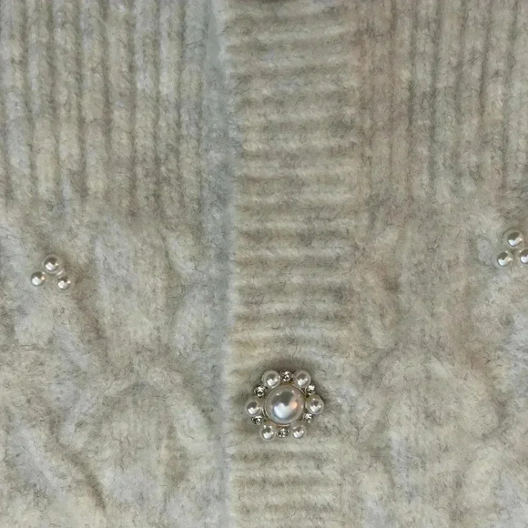KUT from the Kloth Petra Pearl Button Cropped Cardigan Women’s Medium Classic Ch - Picture 12 of 13